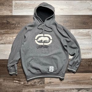 Y2K Mens Ecko Untld Graffiti Spell Out Dark Gray Hoodie Sweatshirt L JNCO Style